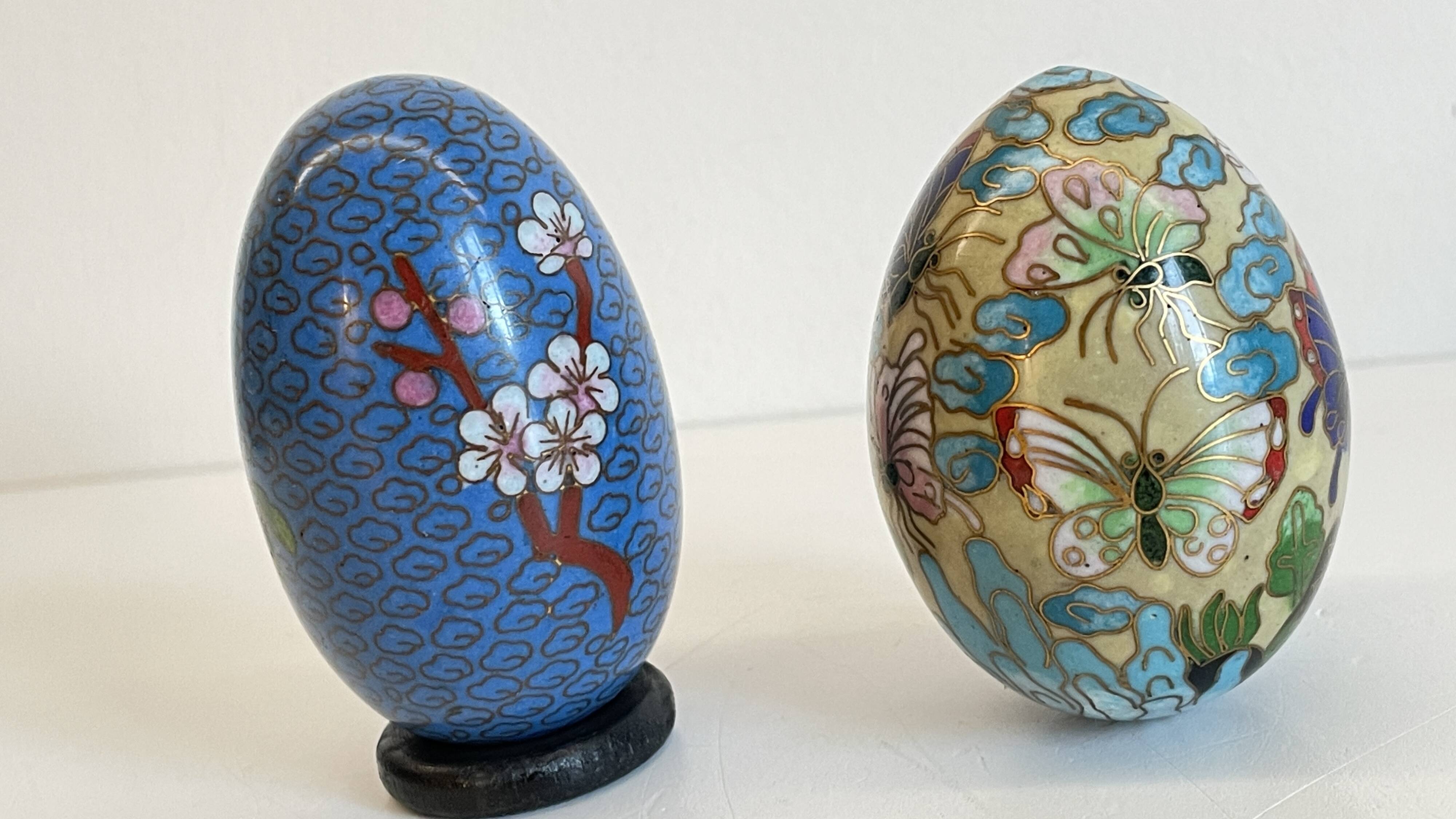 Vintage cloisonné enameled collectible eggs