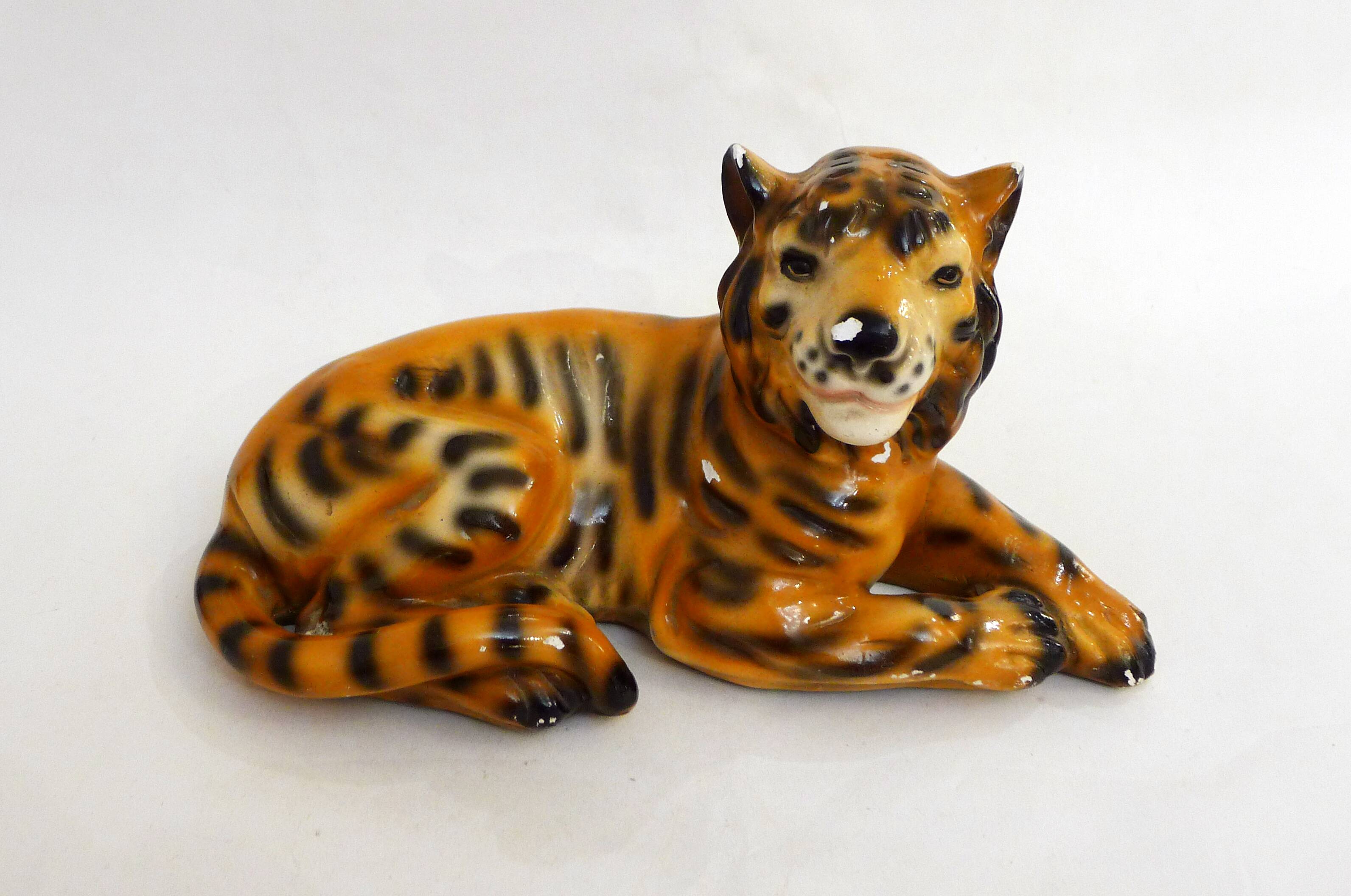 Reclining Tiger Sculpture