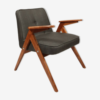 Fauteuil scandinave en bois gris acier, 1970