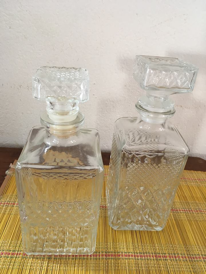 Vintage glass whiskey decanter