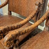 Pair of Louis XIII armchairs, 19th century