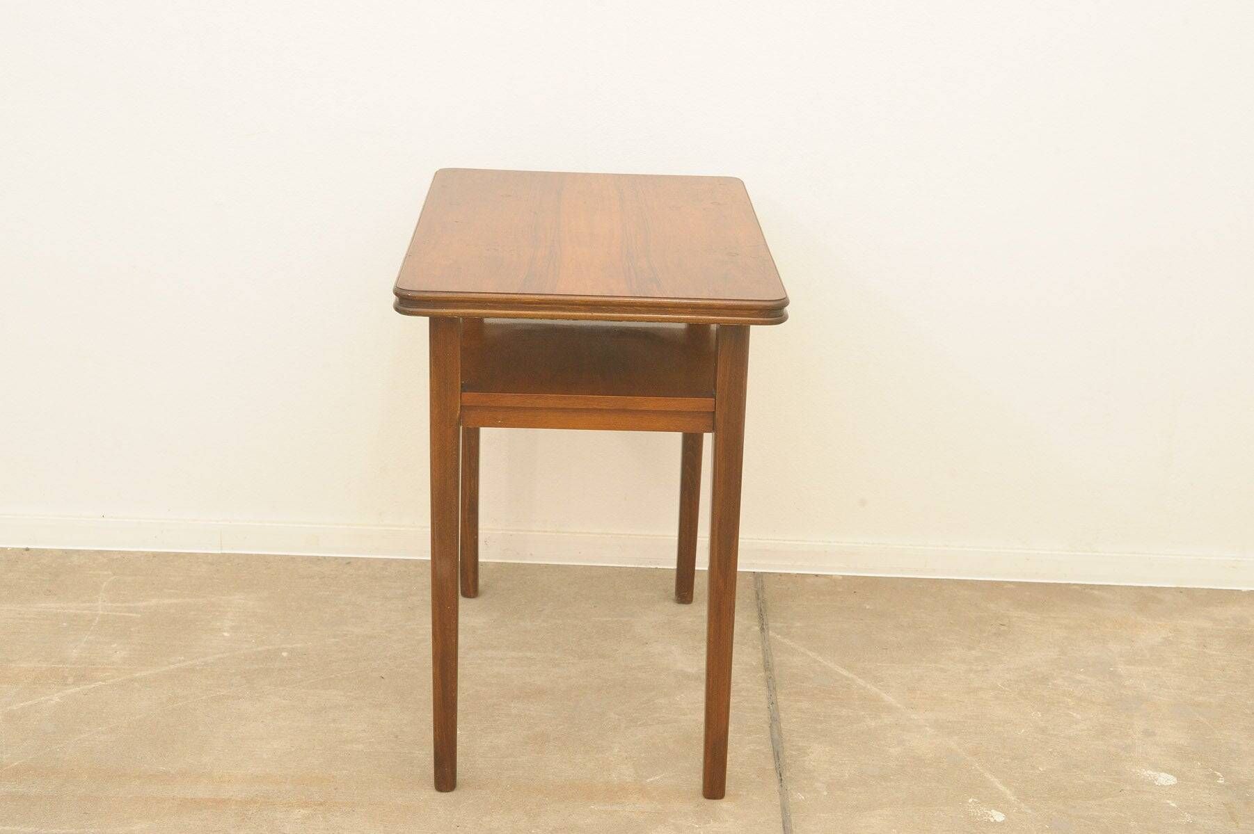 Mid-century walnut coffee table, wooden living room table, 1950s