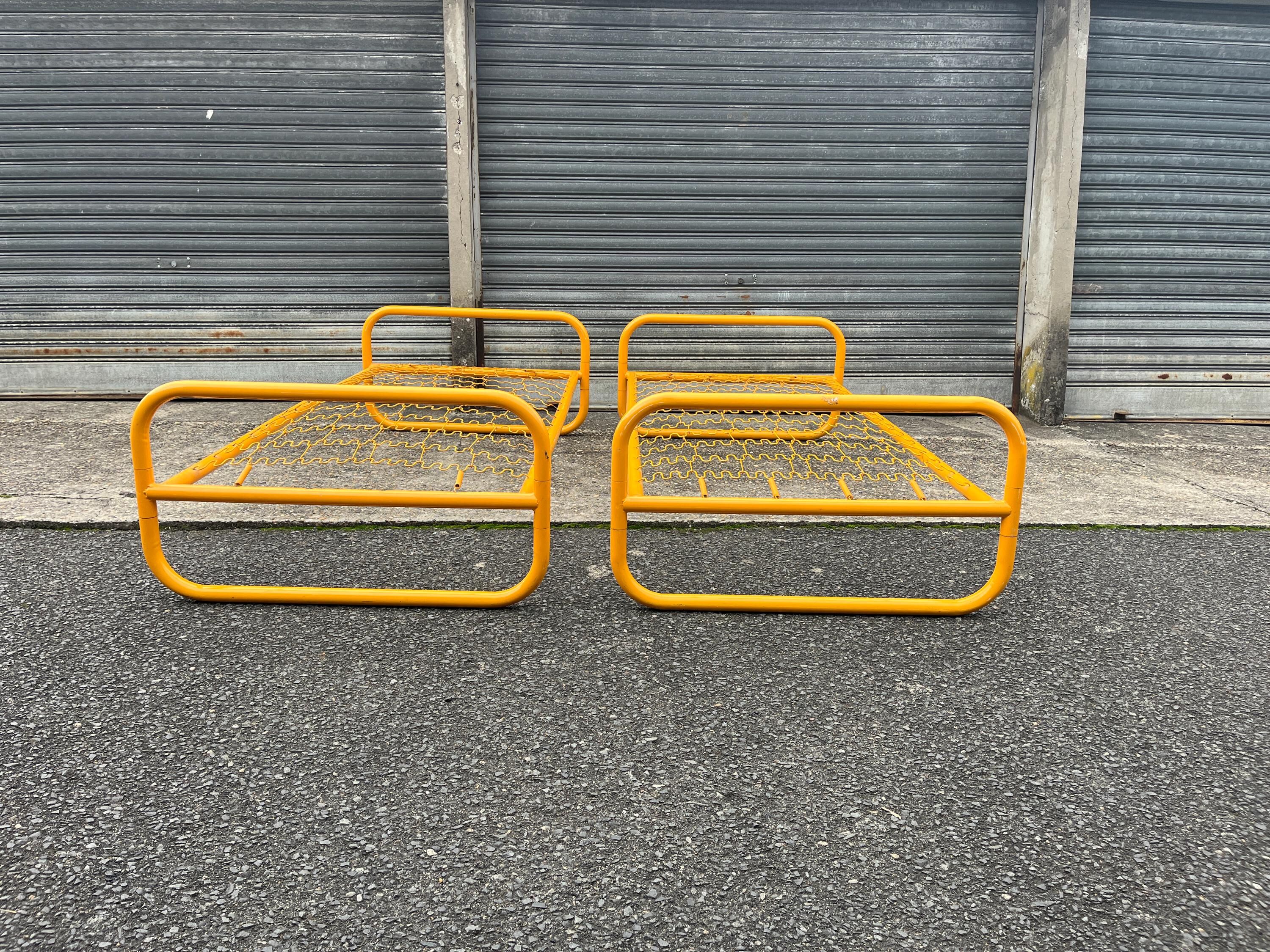 Pair of metal beds by Marc Berthier, Twenty Tube collection, 1972