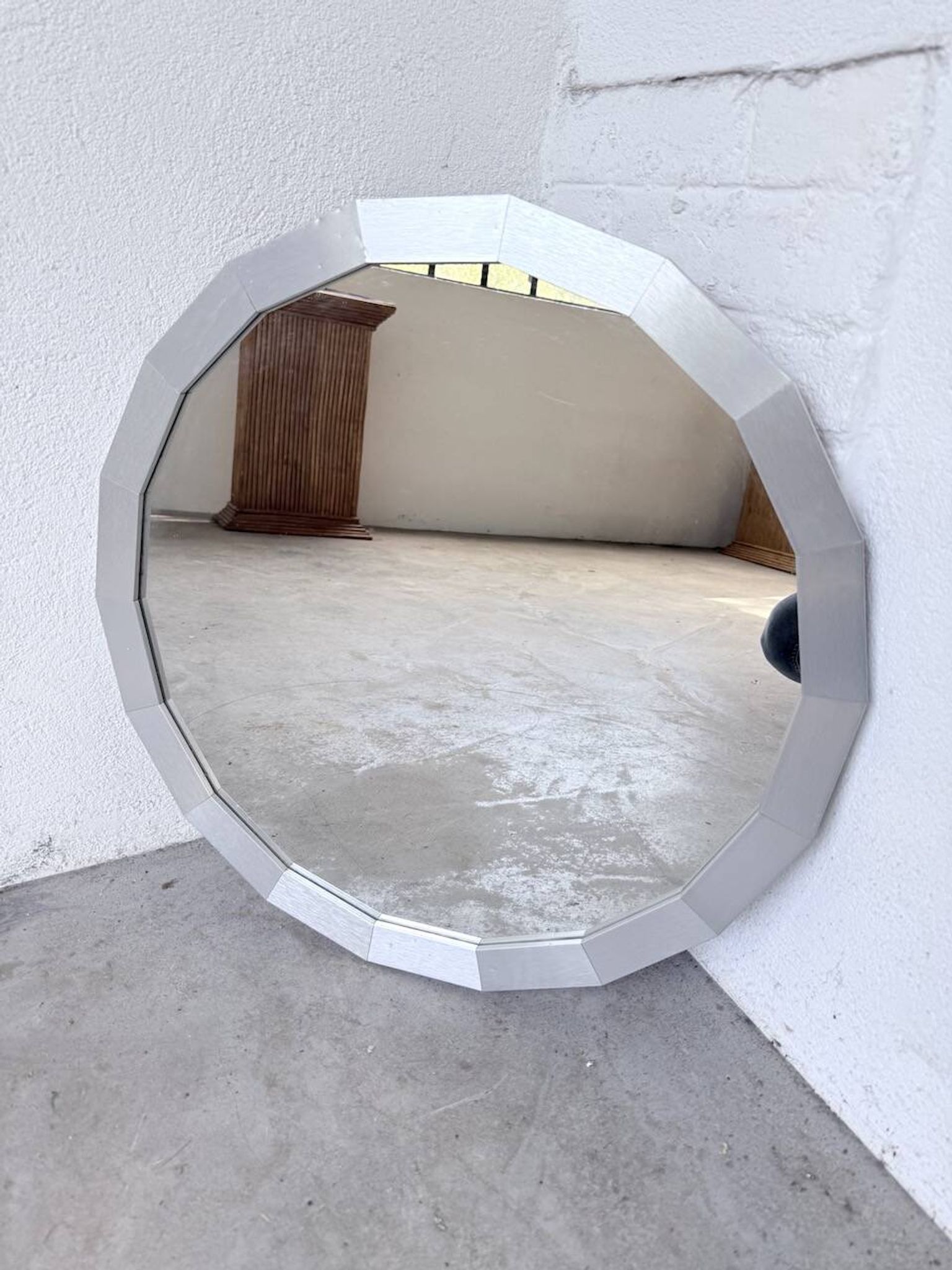 Miroir hexagonal métal brossé 1970