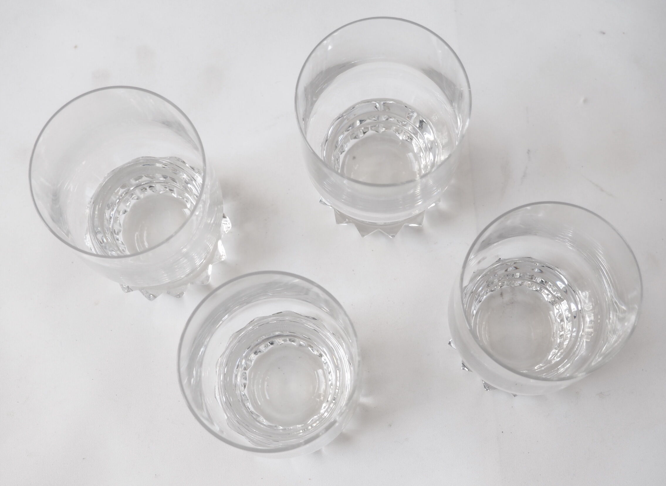 4 high crystal whisky glasses