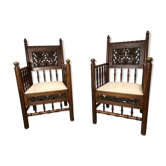 2 armchairs old Gothic style