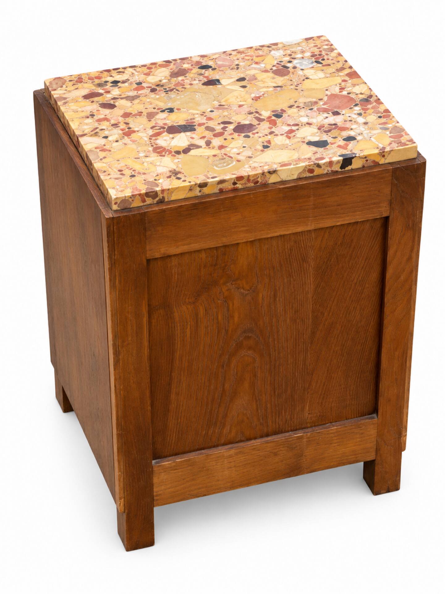 Ensemble coiffeuse 1930 Art Déco en Noyer avec dessus marbre et chevet