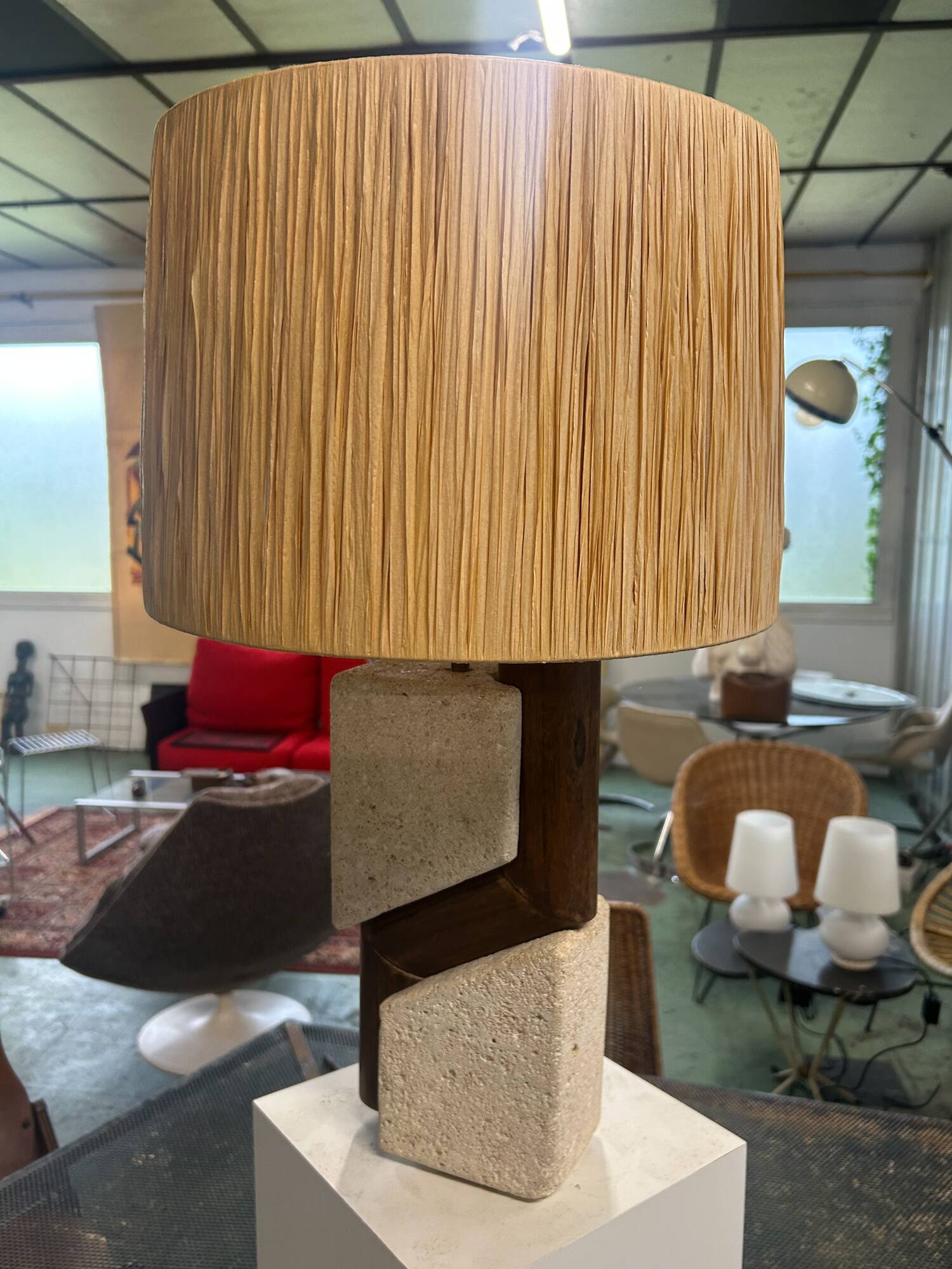 Albert Tormos lamp stone and wood 60-70