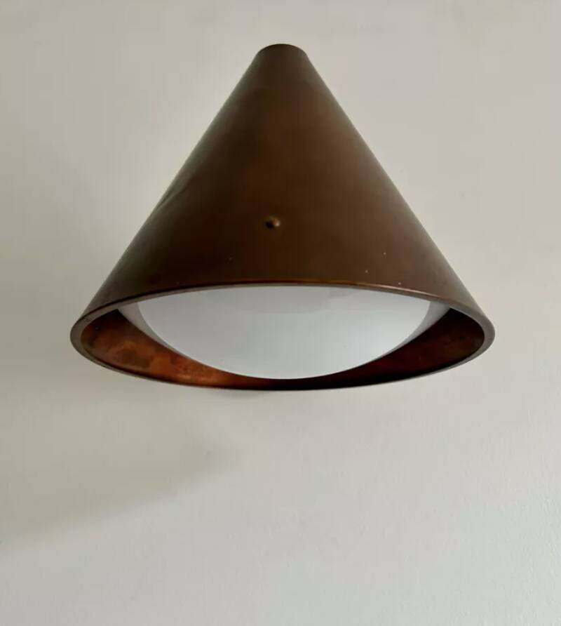 Vintage copper and opaline wall light, BEGA 1960