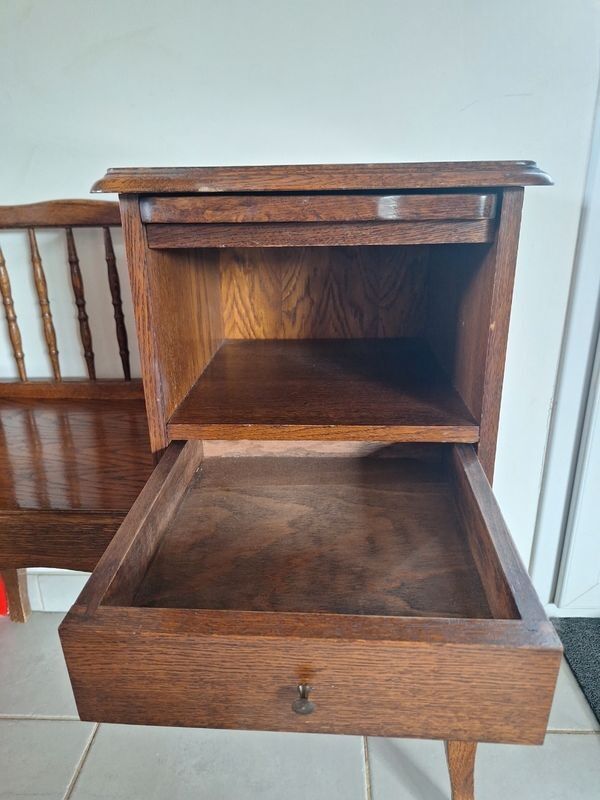 Vintage telephone bench in solid oak