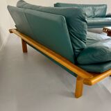 Salon complet canapé cuir teck design scandinave Komfort Danish