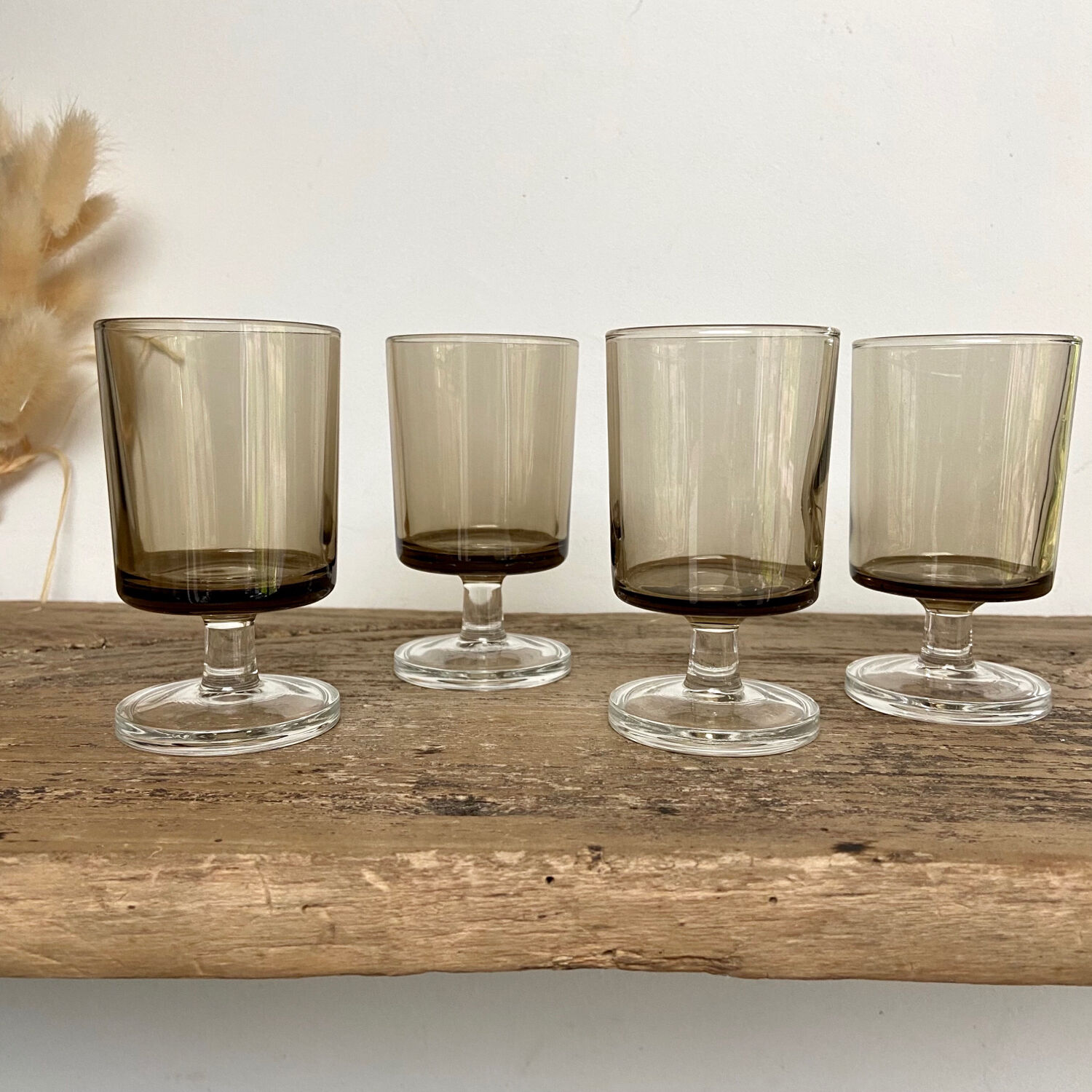 4 small luminarc smoked glasses