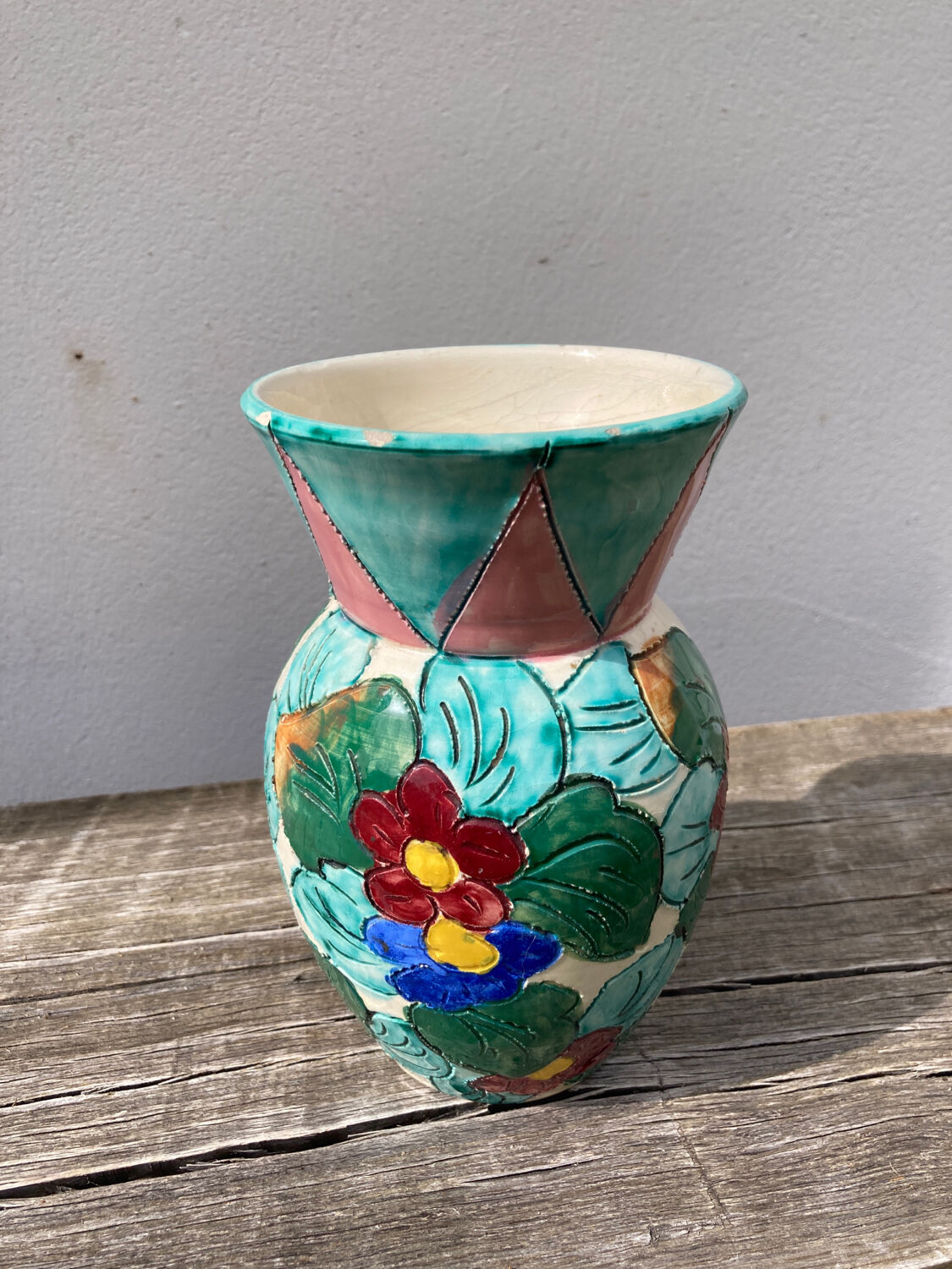 Monaco style ceramic flower vase 1950