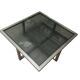 Table in satin aluminum and black glass, 70s design
