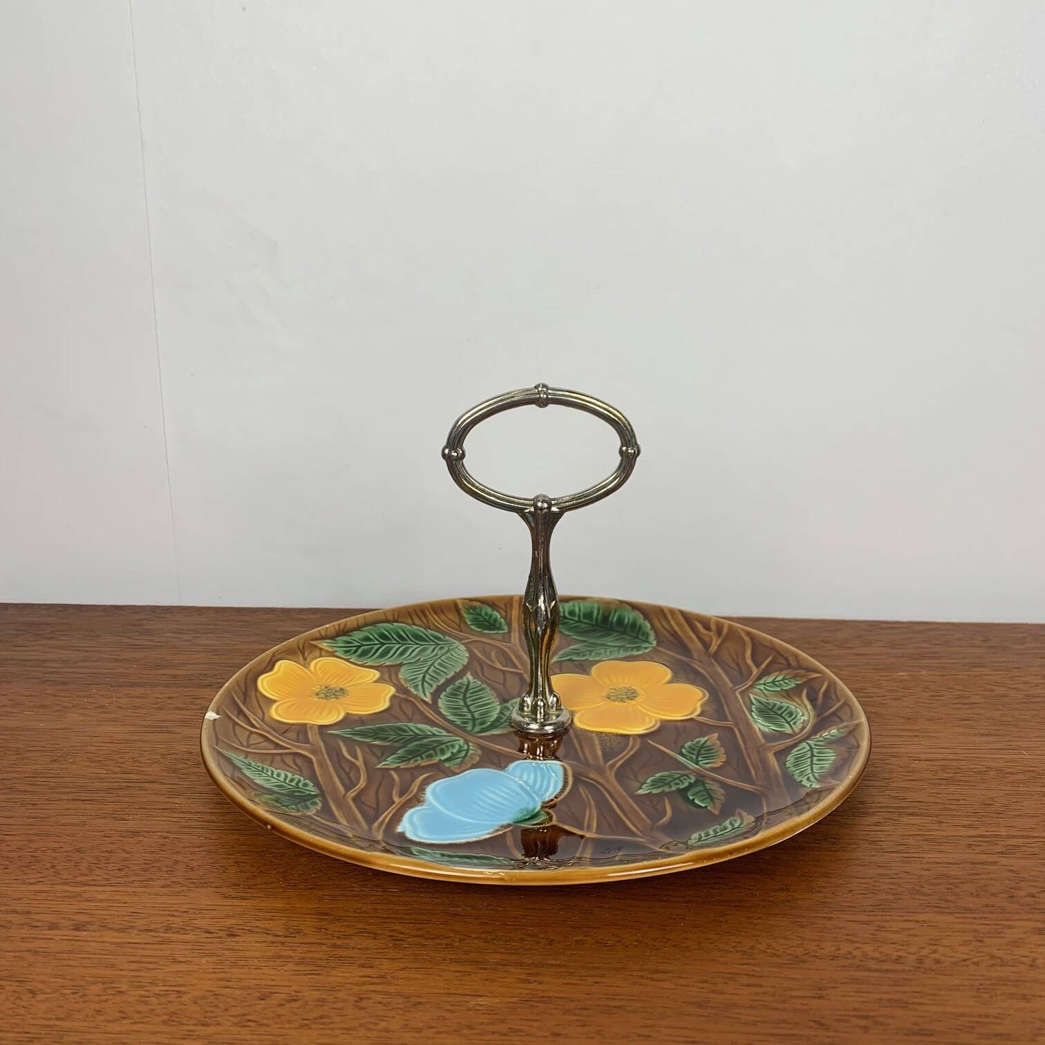 Barbotine Serving Tray, Sarreguemines, 1950