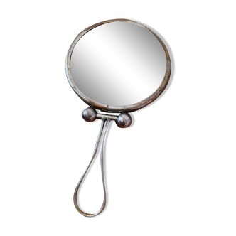 Double-sided barber mirror with magnifying side