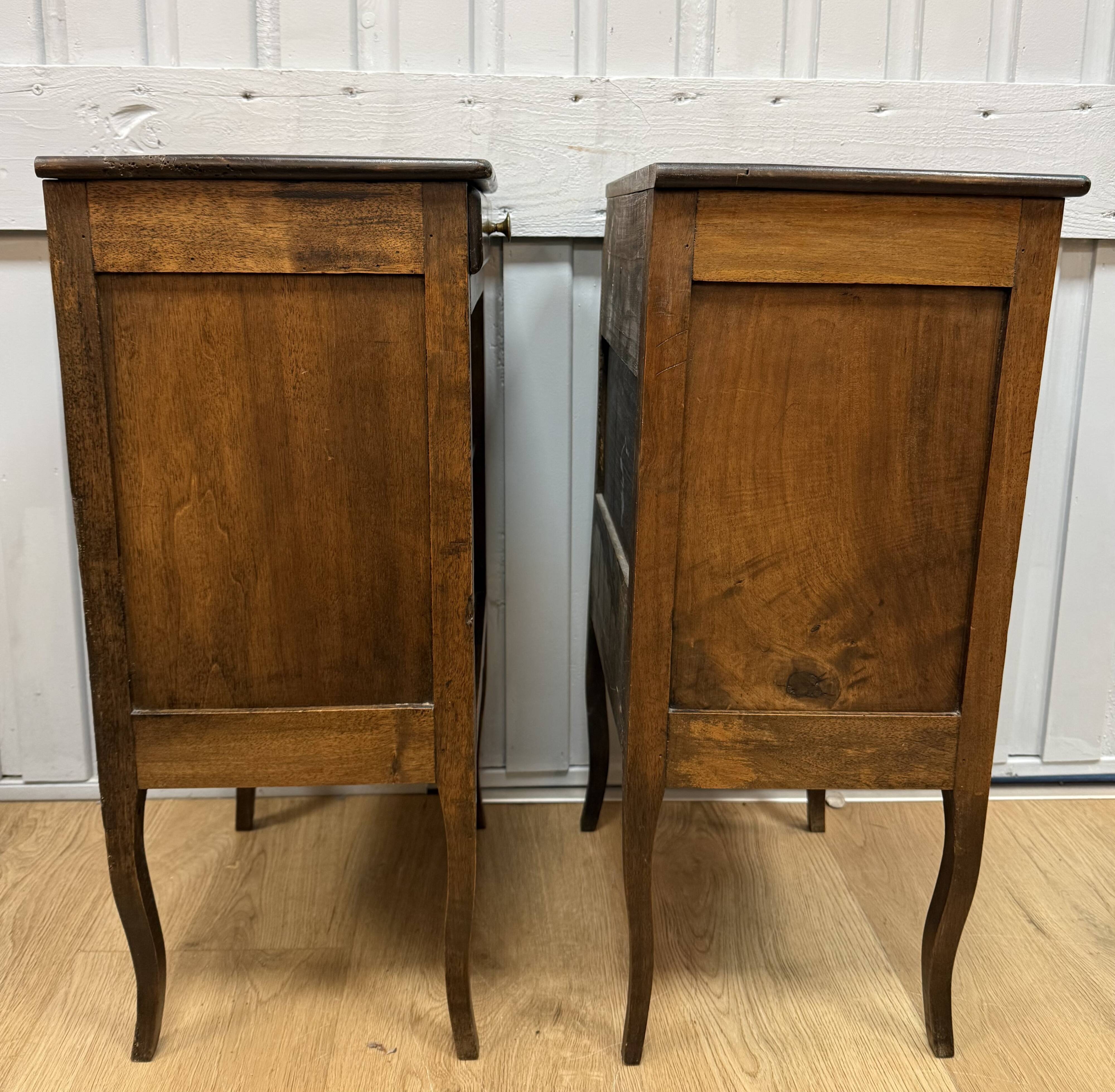 Pair of walnut bedside tables