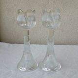 Pair of glass candlesticks