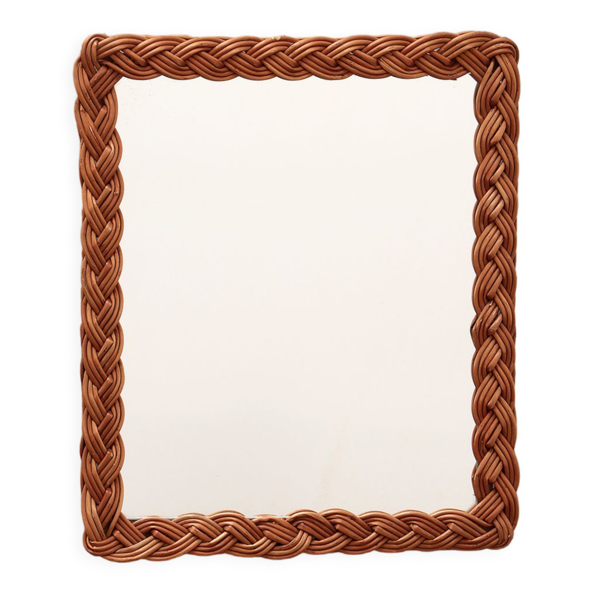 Vintage french wall mirror in rattan, 1960s