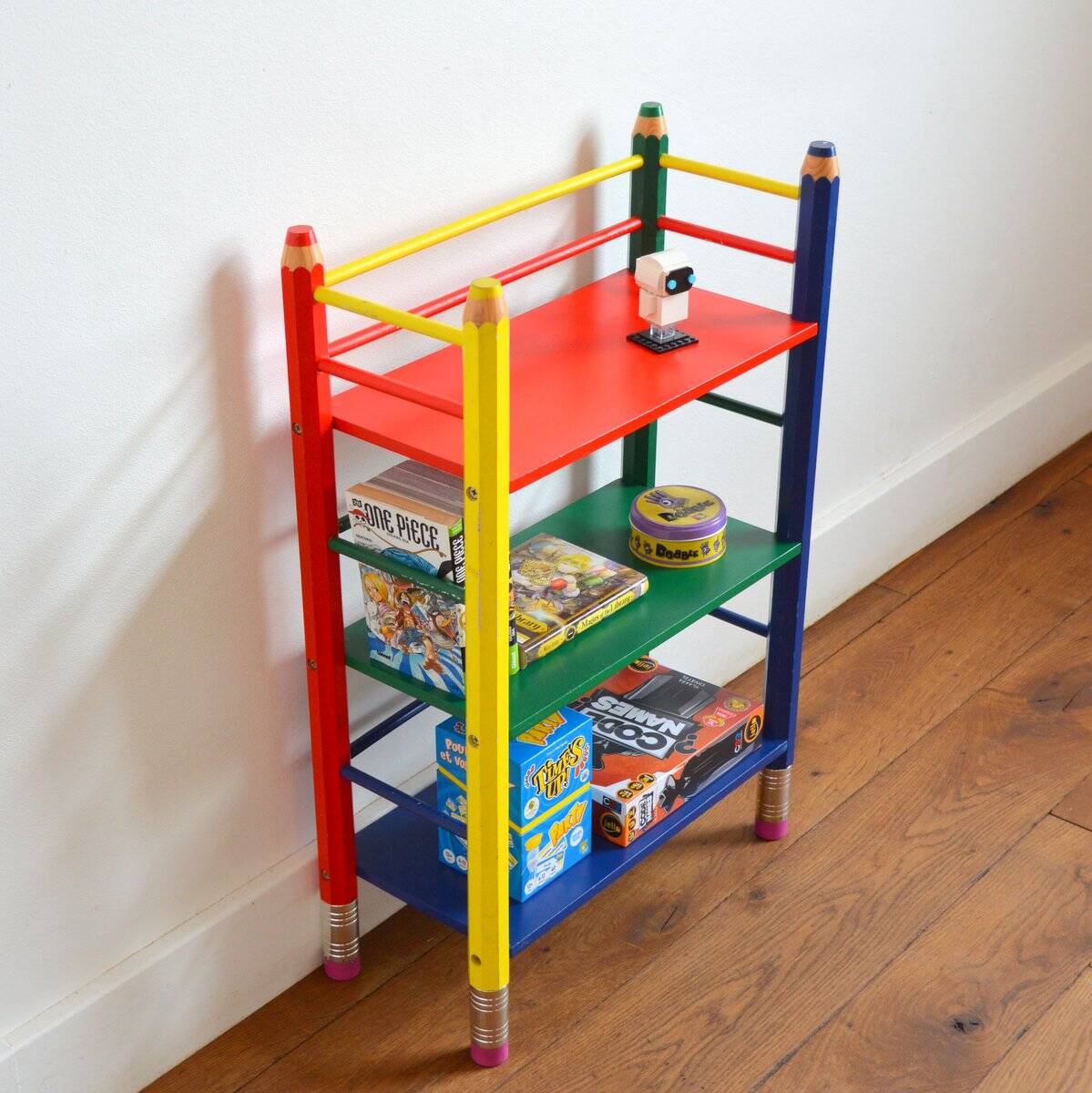 Pierre Sala pencil shelf on legs Clairefontaine collection 1980