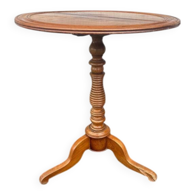 Guéridon pliant, pied central tripode vintage en bois massif