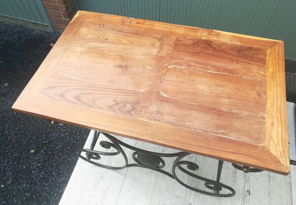 Table de boucher en fer forgé et bronze