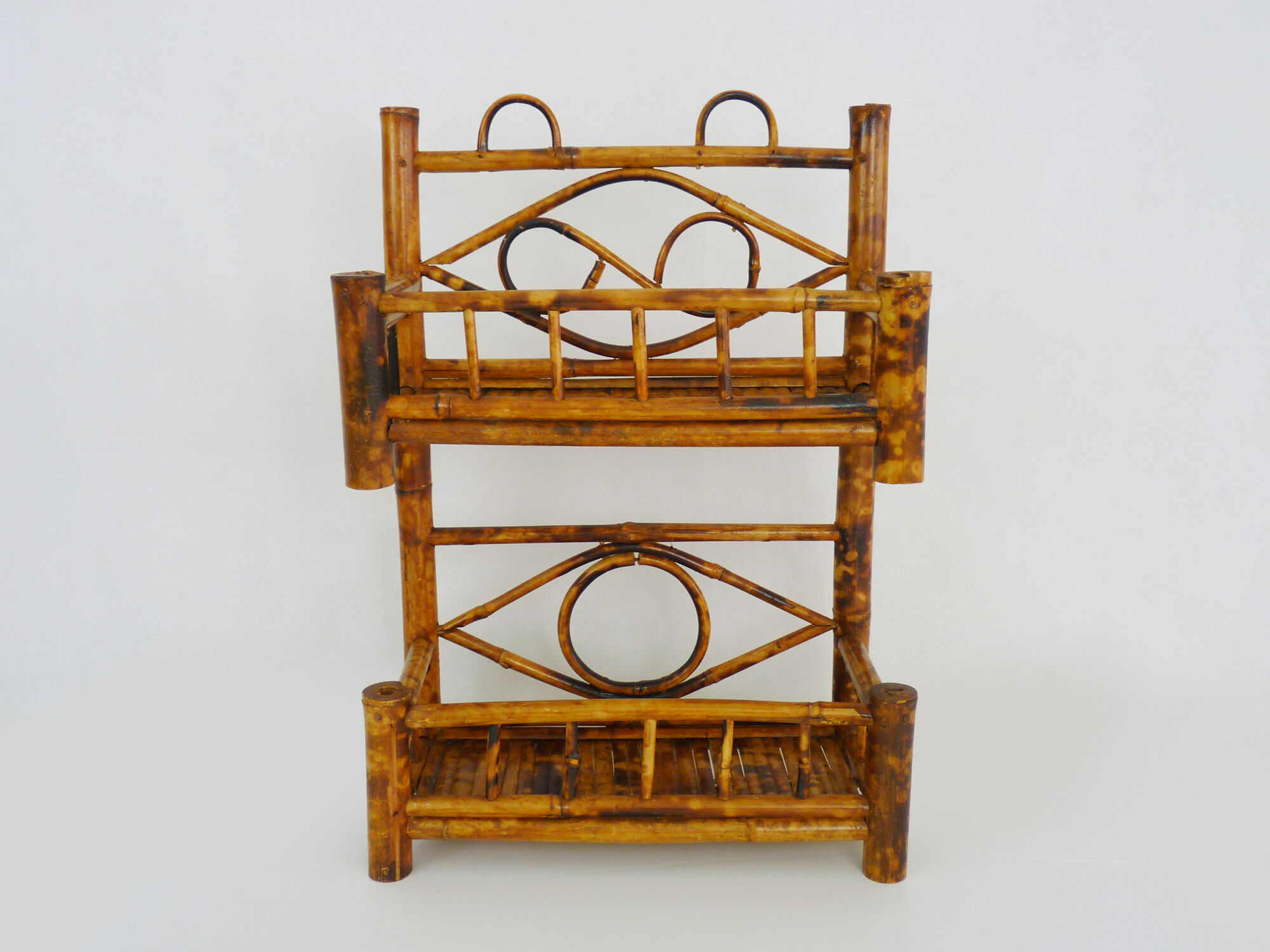 Vintage wall shelf in black bamboo, shelf or to be laid or hung. Year 70