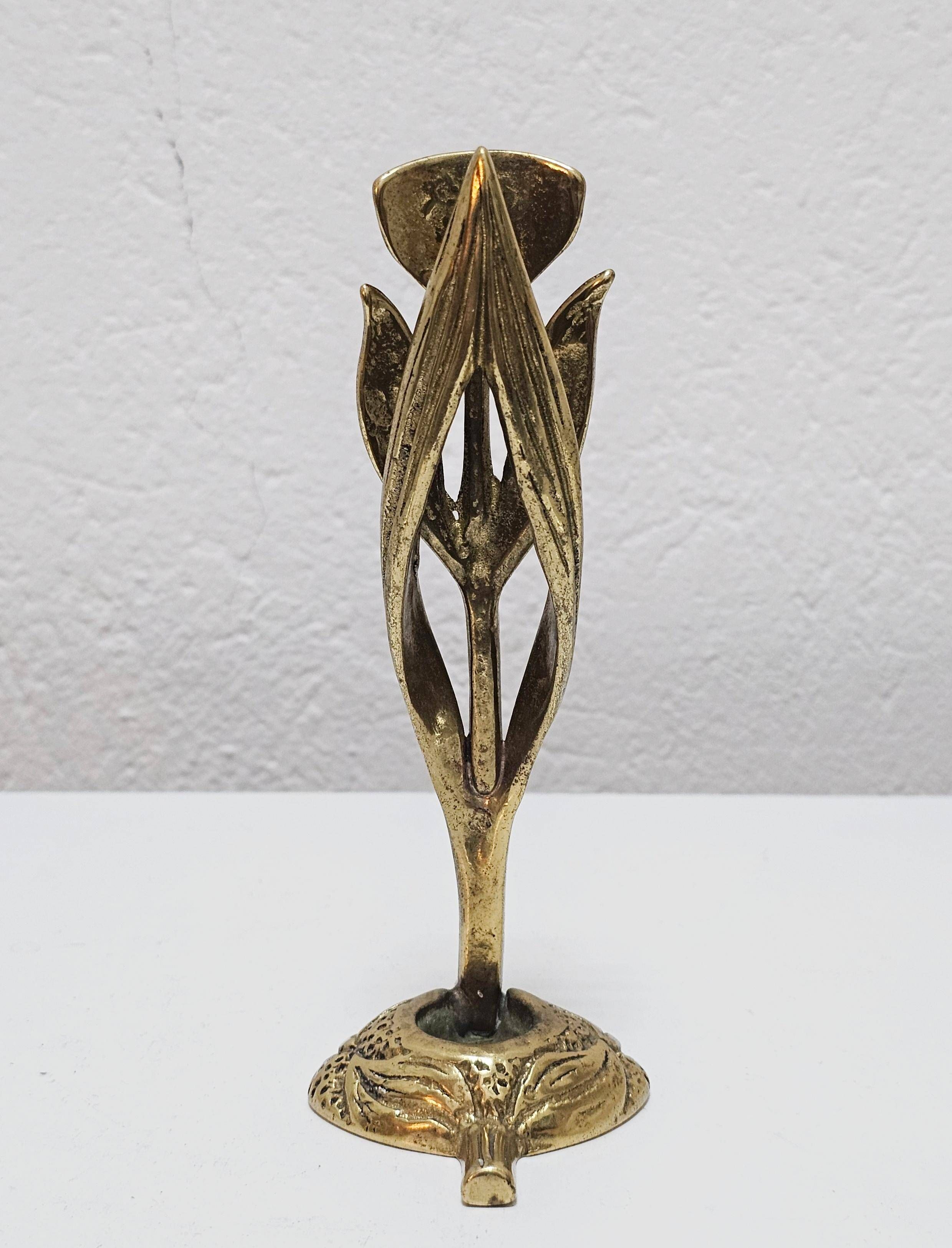 Brutalist Sculptural Candle Holder in the shape of an Iris by Heinz Goll 1960s