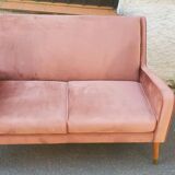 2-seater nubuck sofa 1950/60 style sloping legs