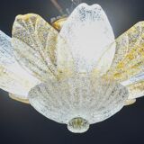 Petite vintage Italian Murano glass amber and transparent ceiling light