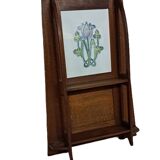 Art nouveau oak wall shelf with built-in frame