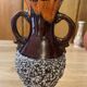 Small Vallauris ceramic vase orange brown and white 70s