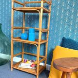Vintage wicker and rattan shelf