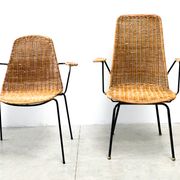 Set of two rattan easy chairs