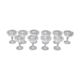 10 glasses of old champagne blown glass engraved Vierzon Thouvenin Portieux