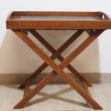 Large wooden tray on folding stand