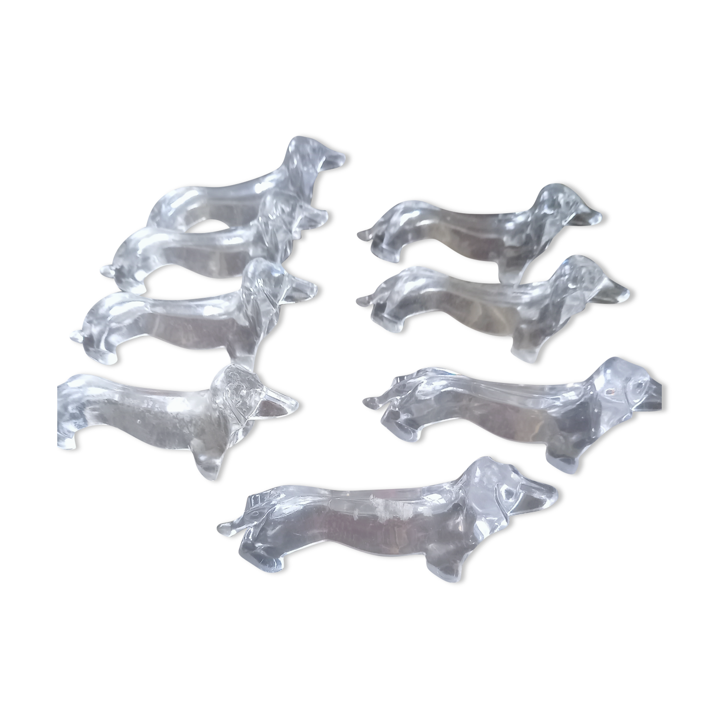 Lot 8 knife holders "dachshund" dog celluloid vintage 70