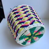 Scoubidou bottle with blue pink and yellow handle 70s