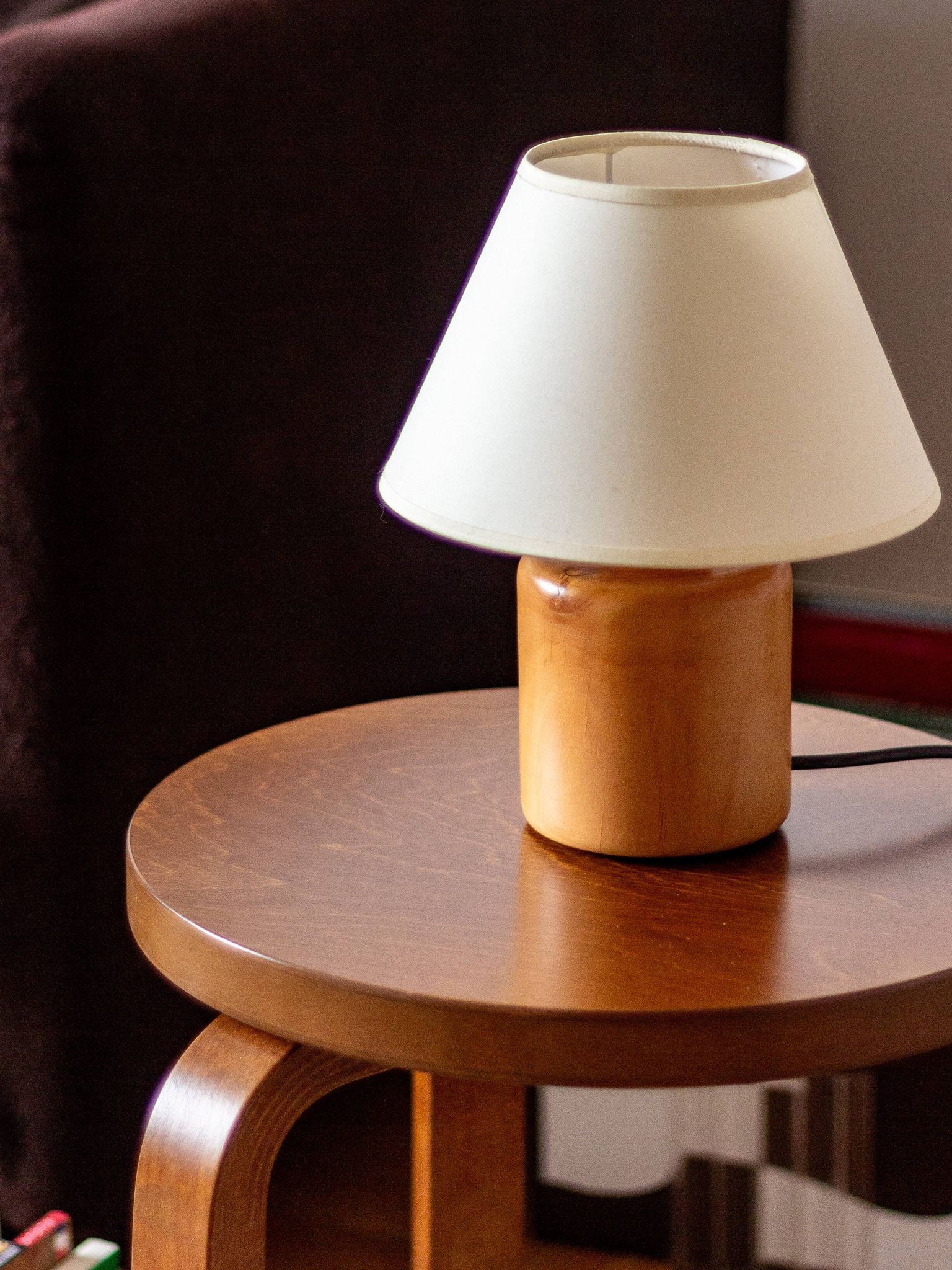 Pair of light wood table or bedside lamp bases, 1970s