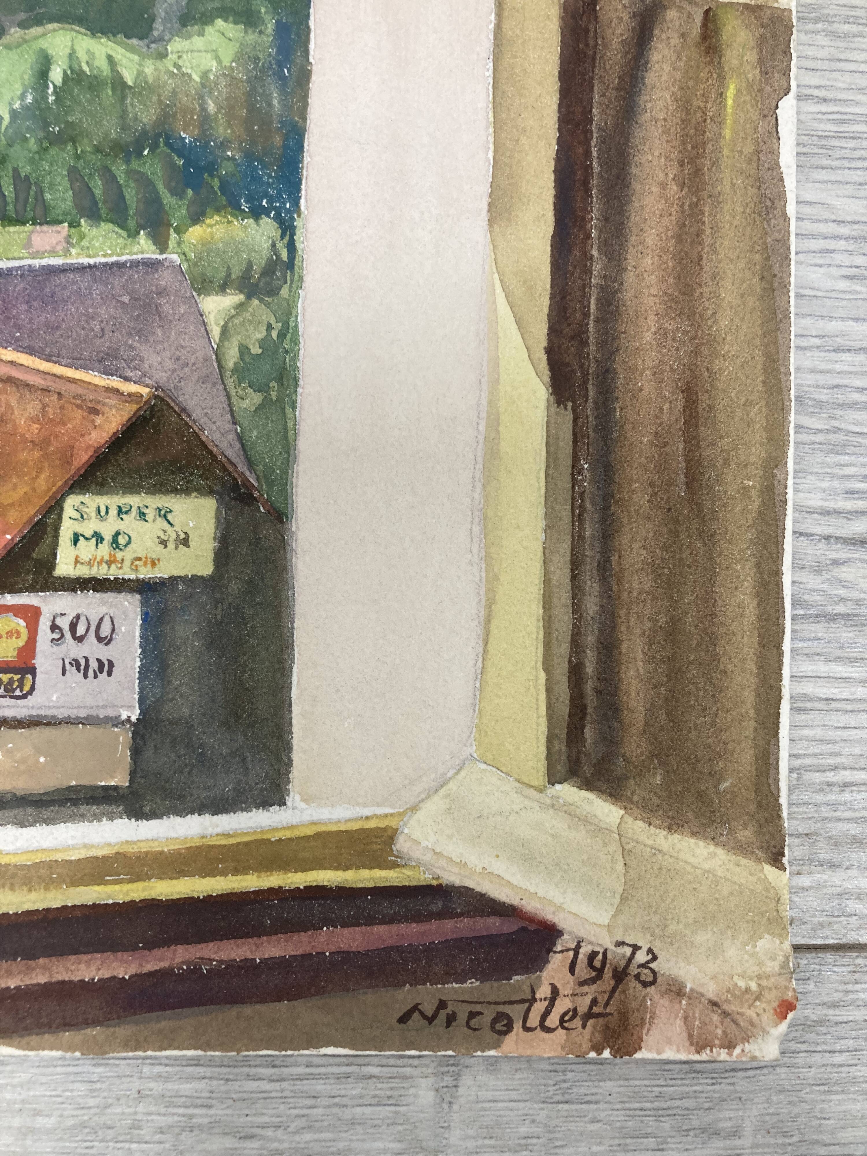 Watercolor mountain landscape