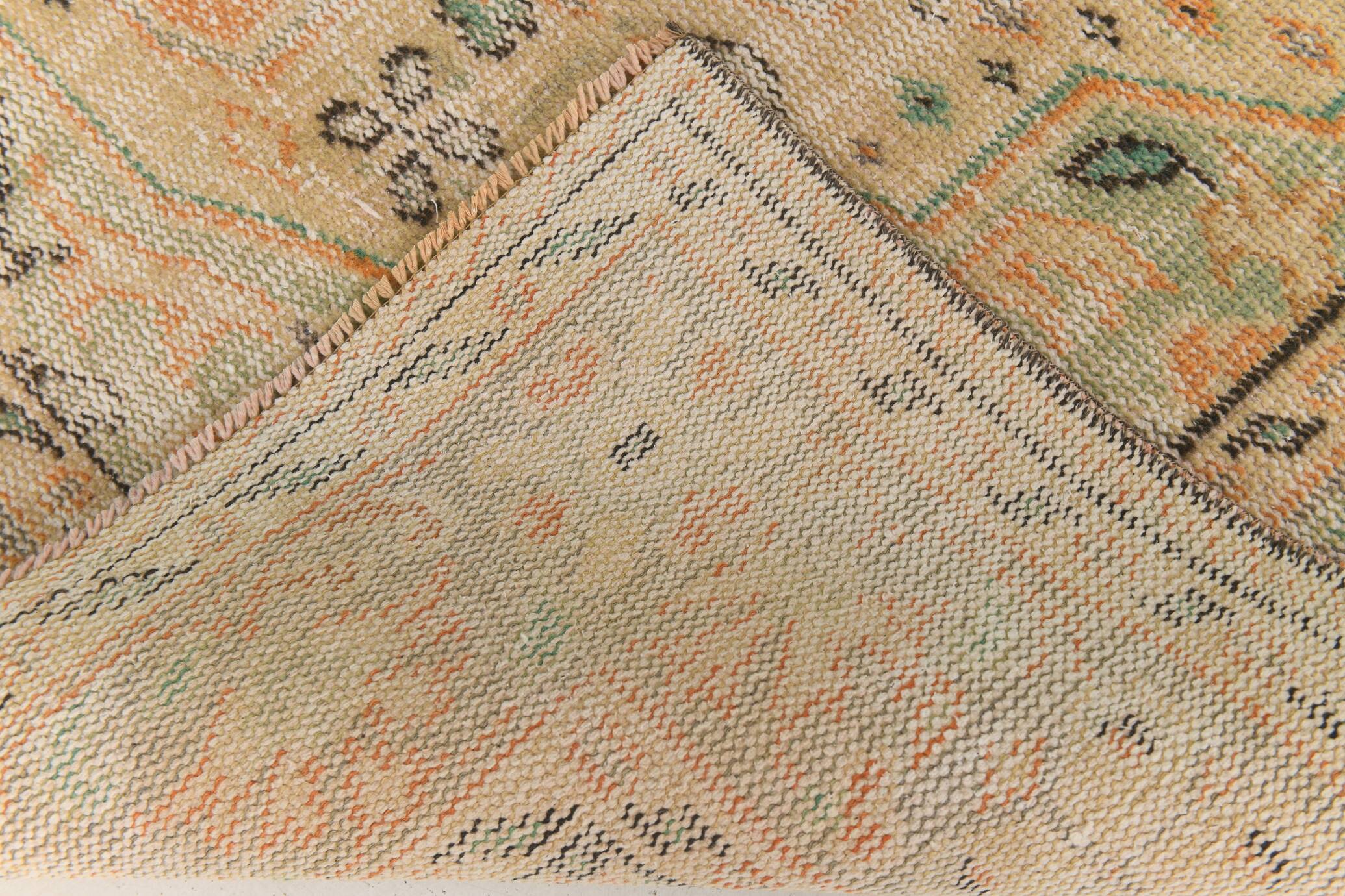 6x10 Peach Orange Large Vintage Rug, 184x290 Cm