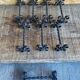 Service Table Under Plate + 12 Old Forged Iron Knife Holders Black