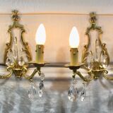 Pair of Wall Lamp Bronze And Crystal 2 Lights