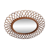 Old rattan oval mirror 58x50cm