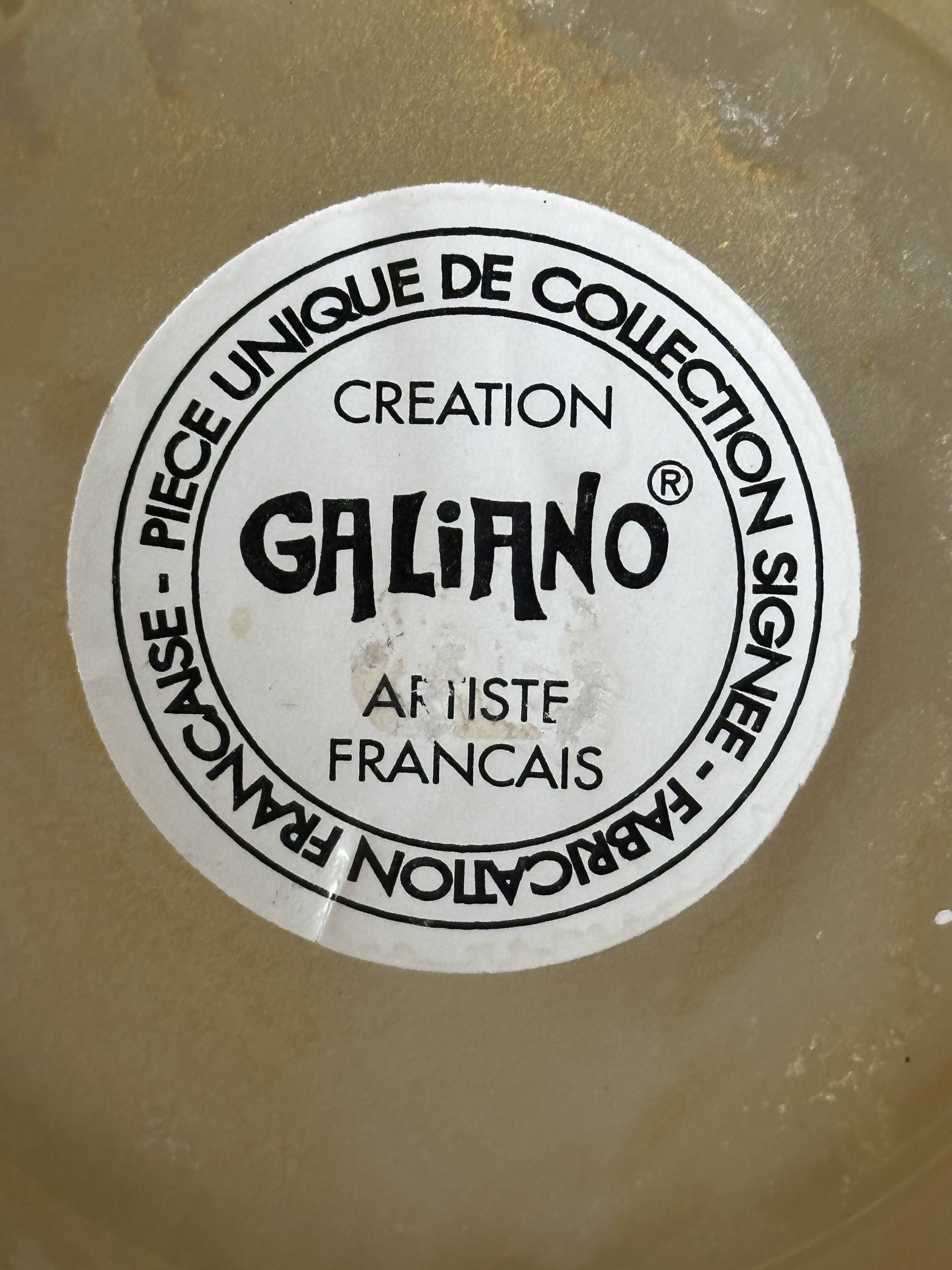 Acidulated art glass vase signed Galiano vintage 80s