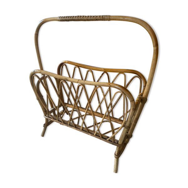 Porte revues en rotin vintage