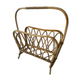 Vintage rattan magazine holder