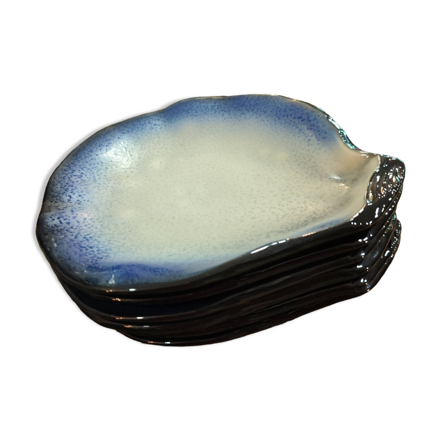Set of 6 ceramic dishes by Pol Chambost from the 1950s.