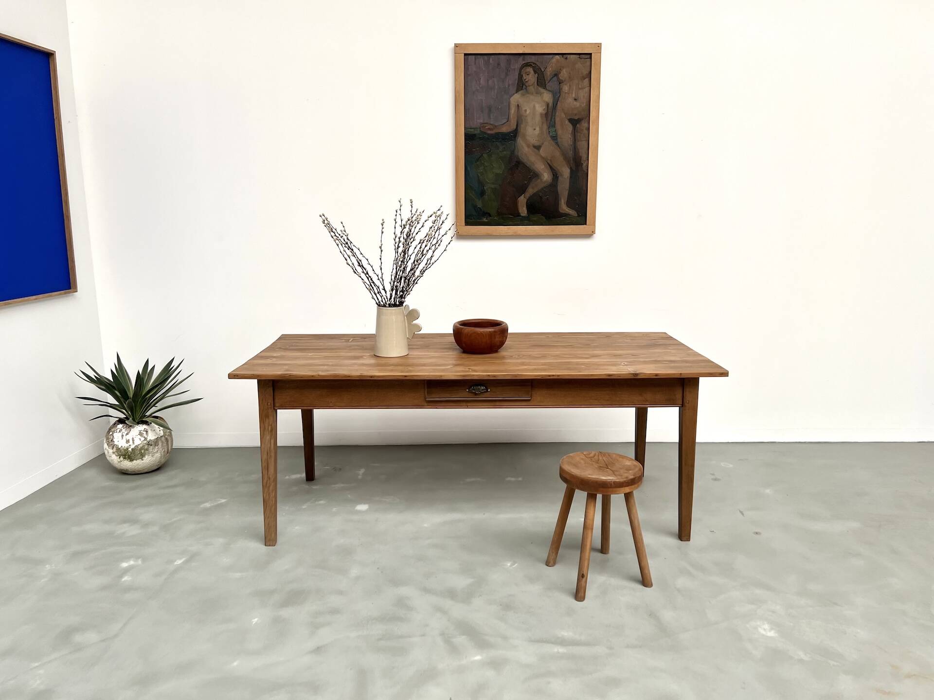 1950s farmhouse table, oak and pine