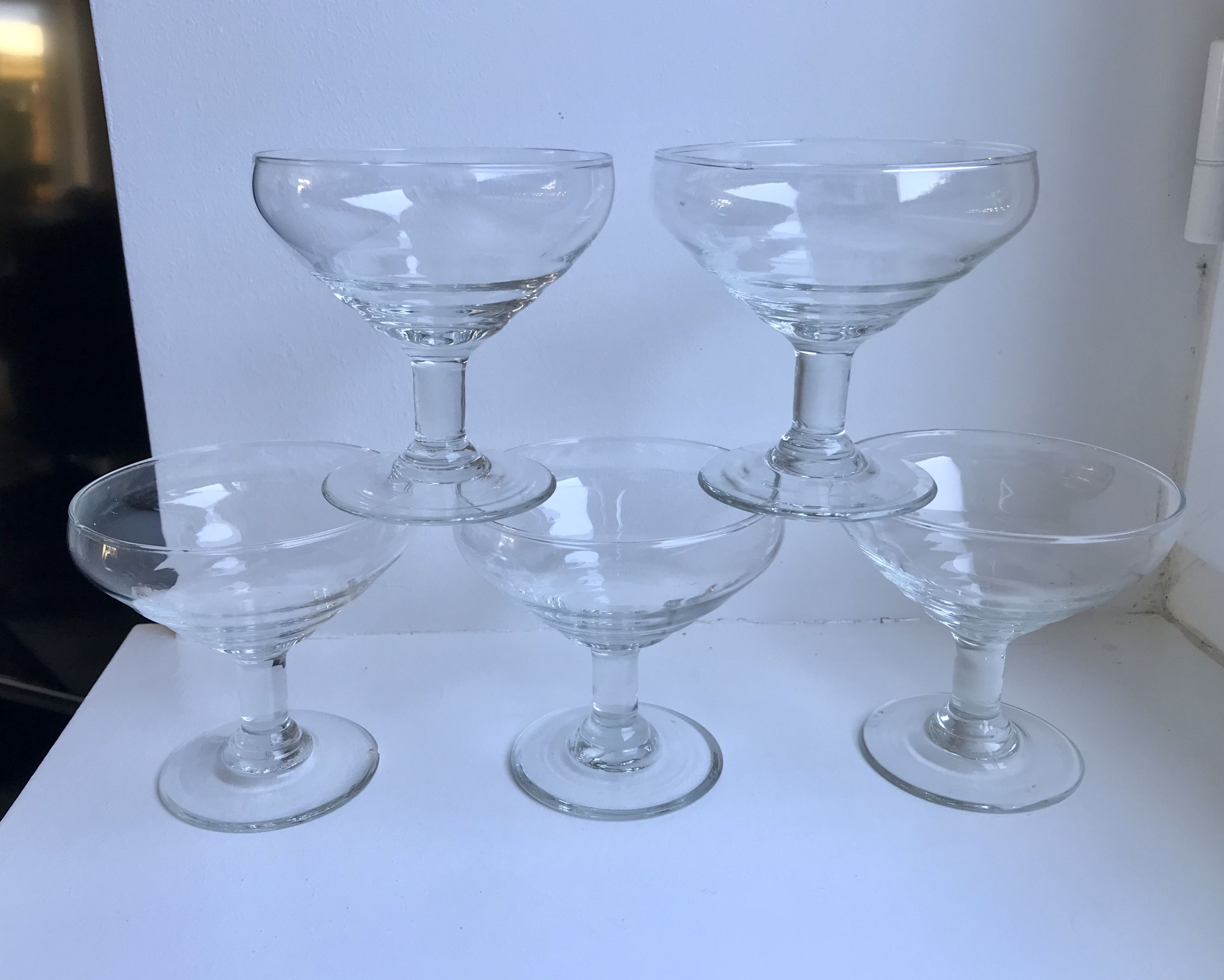 Set of 5 glasses of champagne made by hand 50-60 years